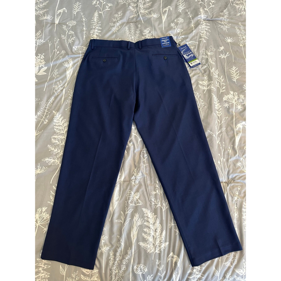 New Men's Haggar Navy Smart Wash Repreve Classic Fit Dress Pants 38x30 - Picture 4 of 6